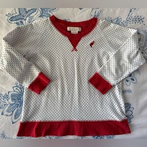 TBBC The Beaufort Bonnet Company cassidy crewneck pullover, red white navy dots